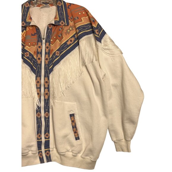 Vintage Santee Lightweight Southwestern Fringe Jacket Plus XXXL USA Aztec Tribal - Picture 4 of 16